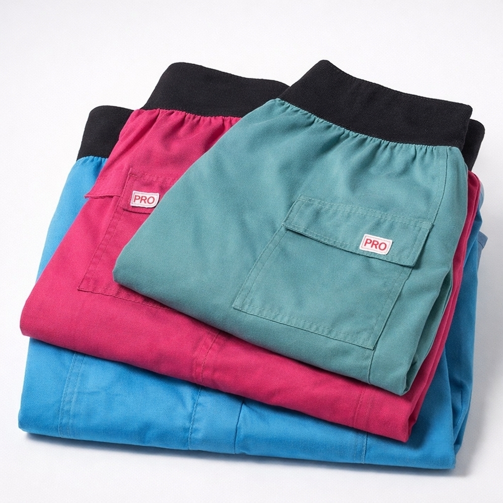 3PC Scrub Pants Bundle S/M Silky Soft Scrubs Stretch Waist Teal Pink Turquoise